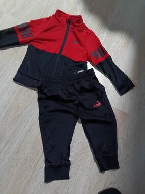 Puma Red and Black Kids Athletic Tracksuit